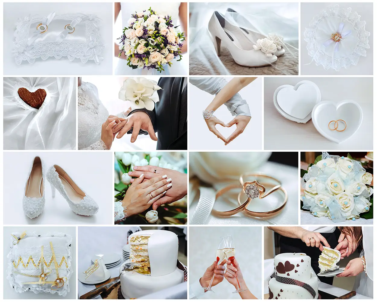 Collage aus mehreren Hochzeitsaufnahmen